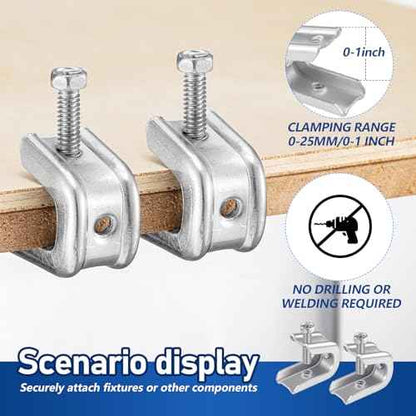 Hicarer 25 Pcs 1/4" x 20 Beam Clamp Steel Screw in Hooks for Flanges Strong Threaded Rod Wire Ring with Harden Point Screws