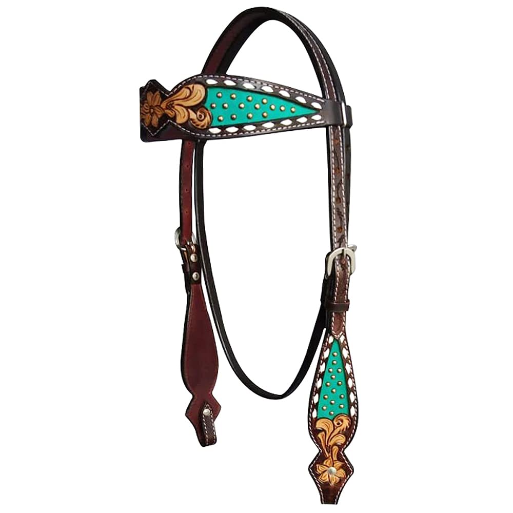 HILASON Western Horse Beaded Floral Headstall American Leather | Bridle