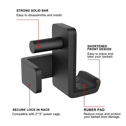 Kipika J-Hooks - Heavy Duty Steel Hooks for 2" x 2" Square Tube Power Cages with 1’’ Hole - Set of 2