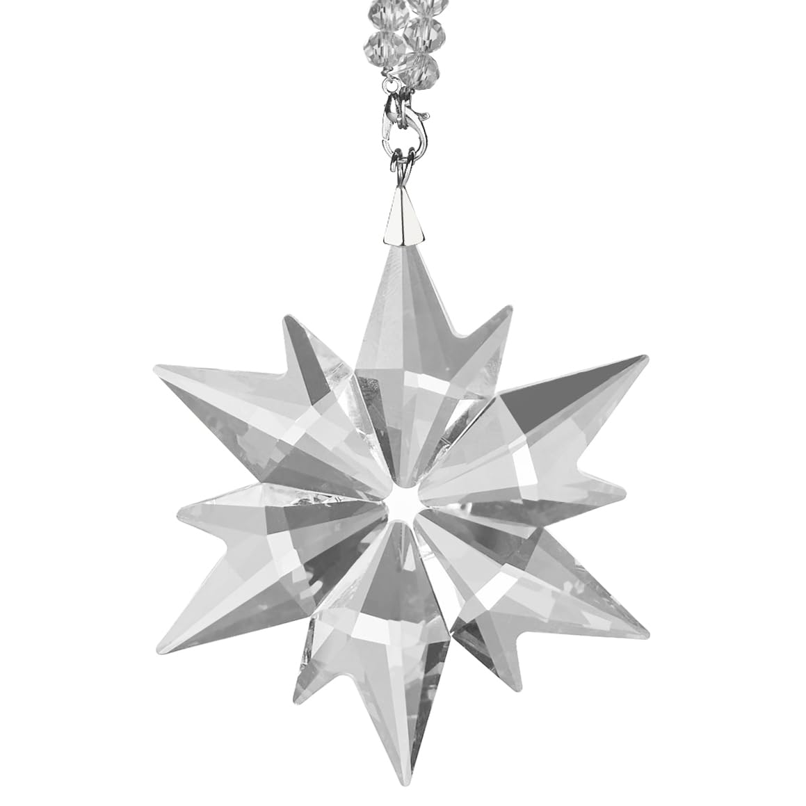 Christmas Ornaments Crystal Snowflake Suncatcher Indoor Window Hanging, Sparkly Crystal Ornaments for Christmas Tree, for Women Girls Home Garden Decor (Single-Layer Snowflake (Clear))