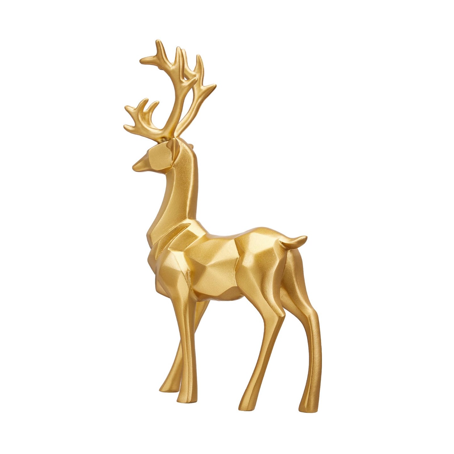 Christmas Decorative Gift 2PCS Deer Sculpture 3D Geometric Deer Ornaments Used to Set Off The Festive Atmosphere Fireplace Dining Table Living Room Decoration (3D Geometry Gold)