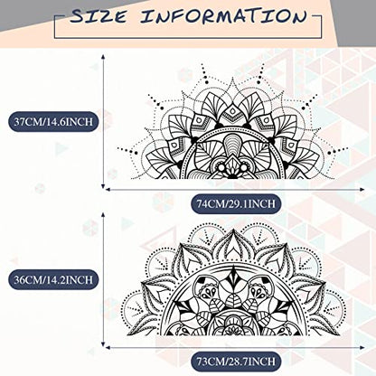 2 Pieces Boho Mandala Wall Stickers 14 x 31 Inch Half Mandala Wall Decal Indian Flower Peel and Stick for Bedroom Living Room Yoga Decor