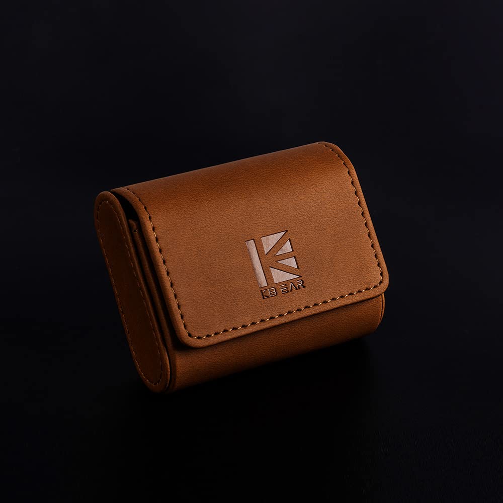 KBEAR Earphone Case Headphone Carrying Case, Travel Portable IEM Earbuds Storage Bags, Lightweight PU Leather Storage Bag Case Holder Box for in Ear Monitor Earbuds, Eartips and Cables (Brown)