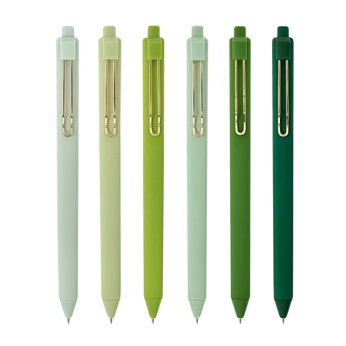 allydrew Retractable Black Ink Gel Pens, 0.5mm Fine Point, Stationery Supplies for Home and Office (Set of 6), Green