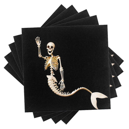 Dulousia 60count Halloween Napkins - 6.5x6.5in Disposable Paper Napkin Mermaid Skeleton Black Napkins for Halloween Get-together, DIY Parties, Holiday Celbration Home Dinner Skull Themed Table Decor