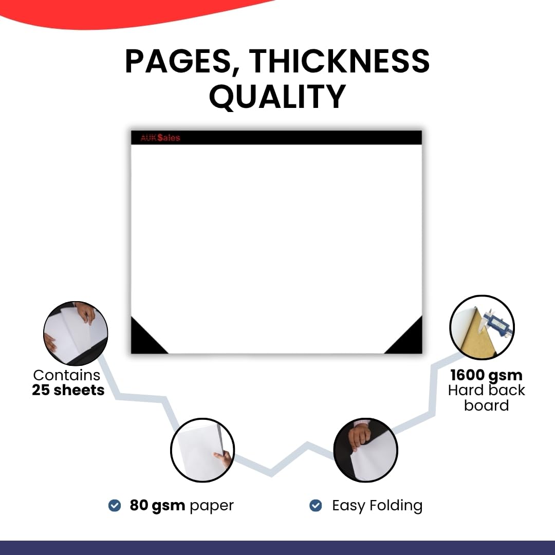 Desk Blotter Doodle Pad with 25 Perforated Sheets,2 Packs, 80 GSM Paper, Writing Pads for Office or Home Use
