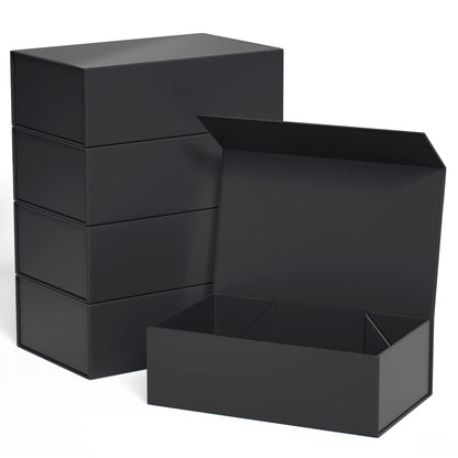 Gift Boxe 10" x 6" x 3" with Magnetic Closure Lid Gift Boxes for Presents,Bridesmaid Gifts Box,Cute Box,Birthday Gift box,Luxury for Gift Packaging, Magnetic Gift Box for Wrapping Gifts (Black/5PCS)