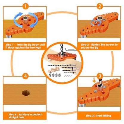 Dowel Jig Kit for Floating Shelf Bracket(& 1/2" x 11.8" Drill Bit), Self-Centering Scriber(& 1/4", 5/16", 3/8" Drill Bit),Drill Guide for Hidden Shelf Brackets & Mantels,Centering Hole Drill(Orange)