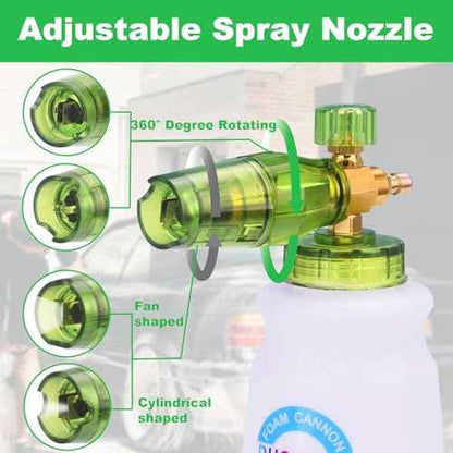 DUSICHIN Short Pressure Washer Gun Foam Cannon Nozzle Dual Connector Shift Valve, Car Wash Foam Cannon Kit 1/4 Inch Quick Connector, 5 Pressure Washer Nozzle Tips,Double Tip Attachment For Soap Cannon
