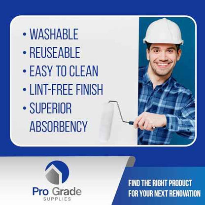 Pro Grade - Paint Roller Covers - 3/8 X 9 Inch White Nylon 5 Pack
