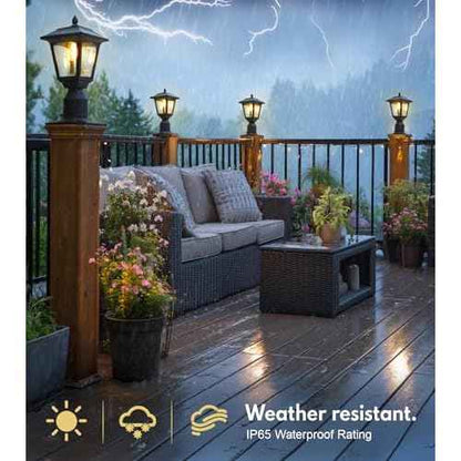 PASAMIC Solar Post Light 2 Pack, 3000K (Warm White) Dusk to Dawn Outdoor Solar Lamp with Aluminum Base, Waterproof Pillar Light for Fence, Garden, Yard, Patio,Outside Decoration? Bonus Bulb Included