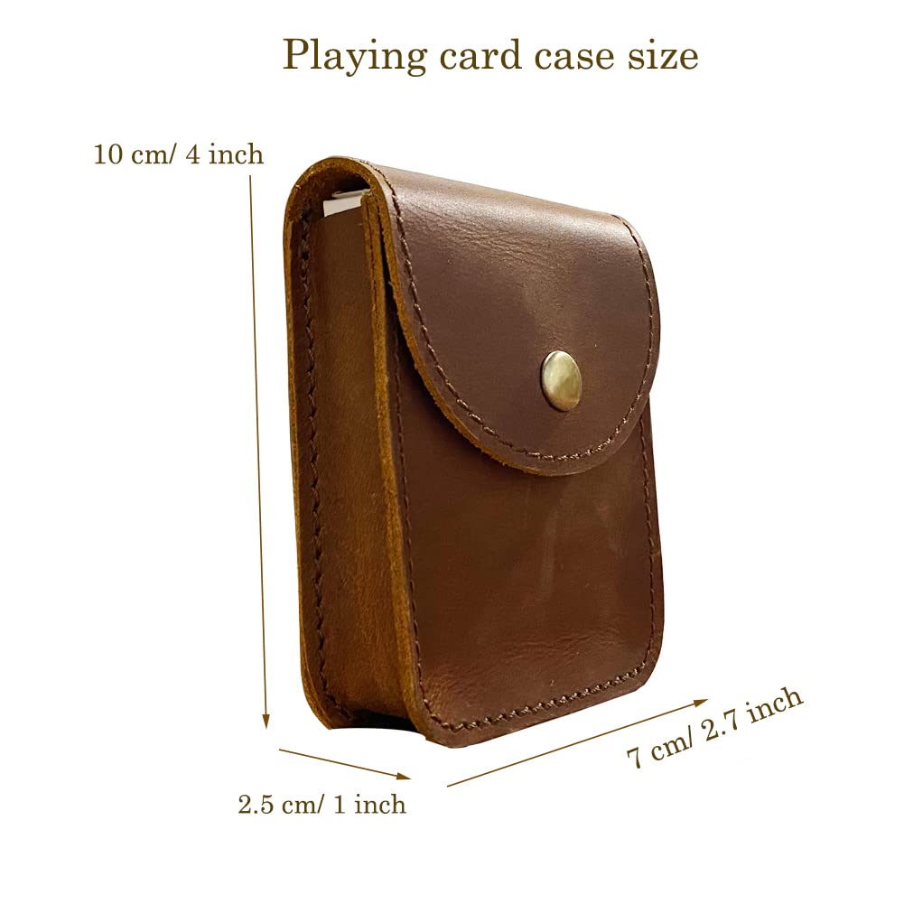 aolaso Genuine Leather Playing Card Case, Single Deck Playing Card Box，Leather Pouch Multipurpose with Belt Clip for Carrying Cards Small Tools Storage