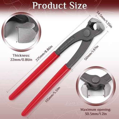 GAOHUI 9 Inch Ear Clamp Plier, Carbon Steel Crimper Tool for Install Remove, Nail Puller Tool Pinch Clamp Pliers For Pipe Hose Clamps