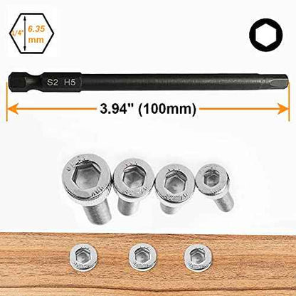 PTSLKHN 10-Piece Metric Hex Shank Drill Bit Set | 4" S2 Alloy Steel Allen Wrench Bits | Magnetic Tips for Precision | Industrial-Grade Durability