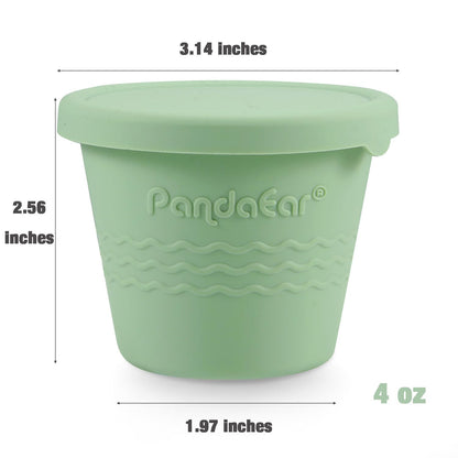 PandaEar 12 Pack Silicone Baby Food Storage Containers, 4 oz Reusable Small Snack Containers Freezer Storage with Airtight Lids Leak Proof for Infants Kids Babies, Microwave Safe