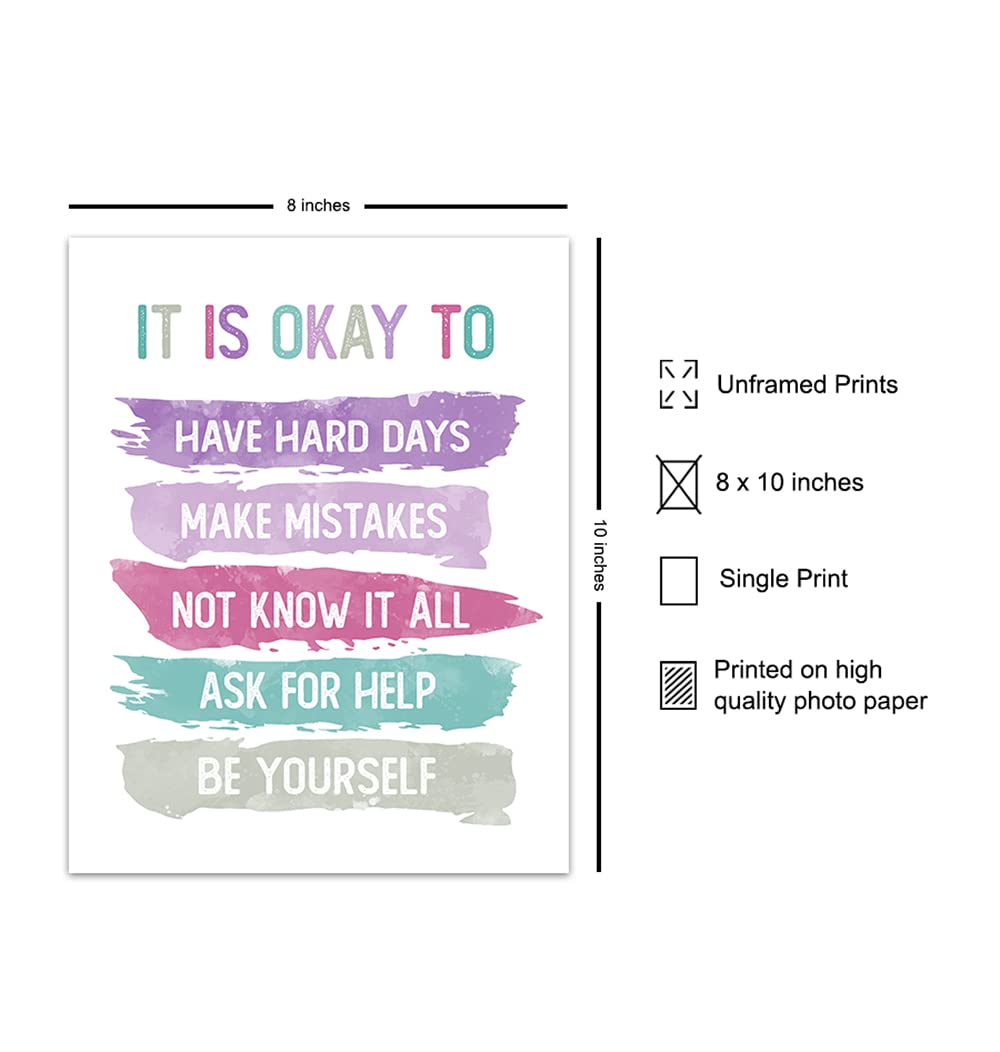 Inspiration Motivation Wall Art for Home Office Bedroom Bathroom - Positive Quotes Wall Decor - Encouragement Gift for Woman Teen Girls Daughter - Women's empowerment Poster - Classroom Decorations