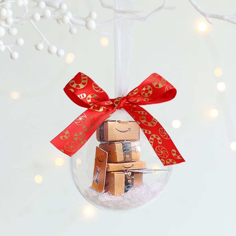 2Pcs New Funny Mini Packages Ornament, Christmas Tree Mini Express Box Ornament Decorations, 3.54inch Christmas Balls Hanging Ornaments for Xmas Home Office Halloween Party Supplies