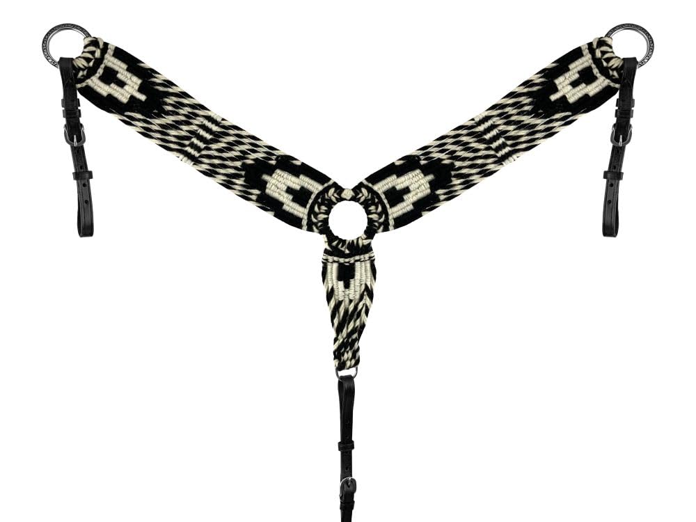 Showman Black & White Mohair Single Ear Headstall & Breast Collar Set