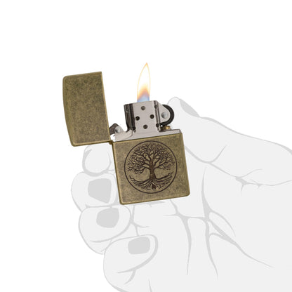Zippo Tree of Life Pocket Lighter, Antique Brass, One Size (29149)