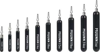 Tungsten Drop Shot Weights - 10 Pack with Quick-Change 360° Rotating Clip | 3 Colors, 10 Sizes, 1/16oz-1oz