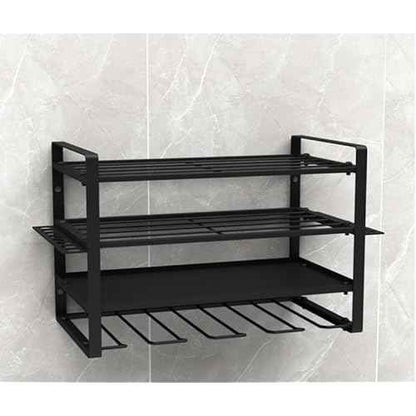 Garage Power Tool Storage System, Wall Mounted Power Tool Storage Organizer, Heavy Duty Power Tool Organizer, Power Tool Rack. Load capacity is 150 lbs, black rust resistant with 8 hooks.