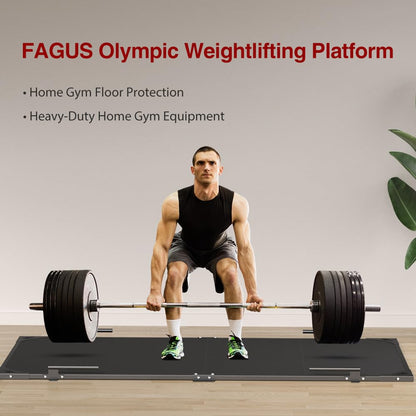 FAGUS H 8ftx4ft Deadlift Platform,Bolt-Together Steel Frame & 8-Pack Rubber Tiles,Dedicated Weightlifting Space, Includes Band Pegs,Weight Lifting Platform for Home Gym
