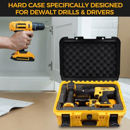 Storage Case for Dewalt Drill & Impact Driver, Hard Case with Custom Foam Insert, Fits 20V MAX Cordless Drill and Impact Driver, Battery & Charger - Durable Protective Box for Dewalt Tools (CASE ONLY)