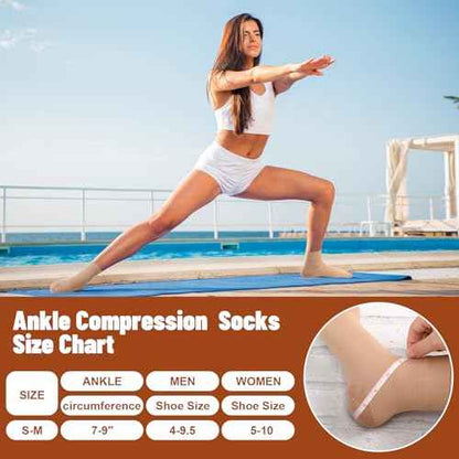 Shinymoon 4 Pairs Ankle Compression Socks 20-30 mmHg Closed Toe Ankle Compression Sleeve Brace Support Sleeve Plantar Fasciitis Socks for Women Men Swelling (Nude Color)