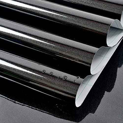 Wudnaye Black Contact Paper Glossy Waterproof Self Adhesive Wallpaper for Kitchen 15.7inchx118.1inch Black Wallpaper Peel and Stick Backsplash Vinyl Removable Wall Paper Kitchen Countertop