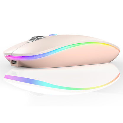 TENMOS Wireless Bluetooth Mouse, LED Slim (Bluetooth 5.1/5.0 + USB) 2.4GHz Rechargeable Silent Bluetooth Wireless Mouse with Type C Adapter for Laptop/MacBook/iPad OS 13 and Above (Matte Black)