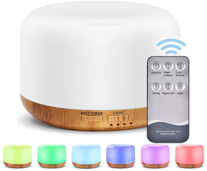 Oil Diffuser Humidifier 300ML,Electric Ultrasonic Air Aroma Diffusers Vaporizer,Scent Mist Defuser with Remote,Auto-Off,7led Color Changing Light for Large Bed Room,Home,Office