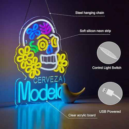 Neon Sign for Wall D?cor Model Beer Bar Cerveza Neon Light Up Signs for Man Cave Pub Store Party Club LED Lights Decor