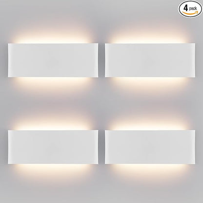Mille Luckiole 11 Inch Hallway LED Wall Light,Dimmable 3000K-6500K 5 Color Selectable,Modern LED Sconce Wall for Stairwell,Bedroom,and Bathroom Vanity Mirror,15W White 4Pack Up and Down Led Wall Lamp