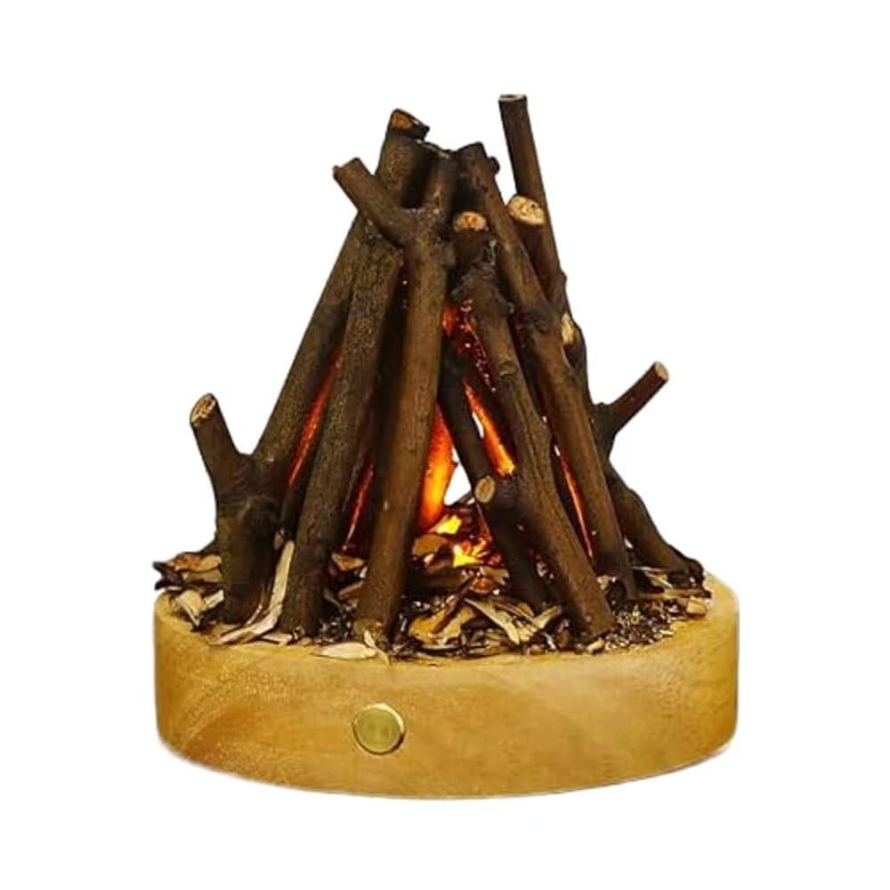 Zsiey Handmade Wooden Simulated Bonfire Lights, Desktop Decorative Halo Lights, Creative Log Bonfire Night Lights USB Charging flameless Candles Three Modes LED Flashing Breath Flame (Art Deco)