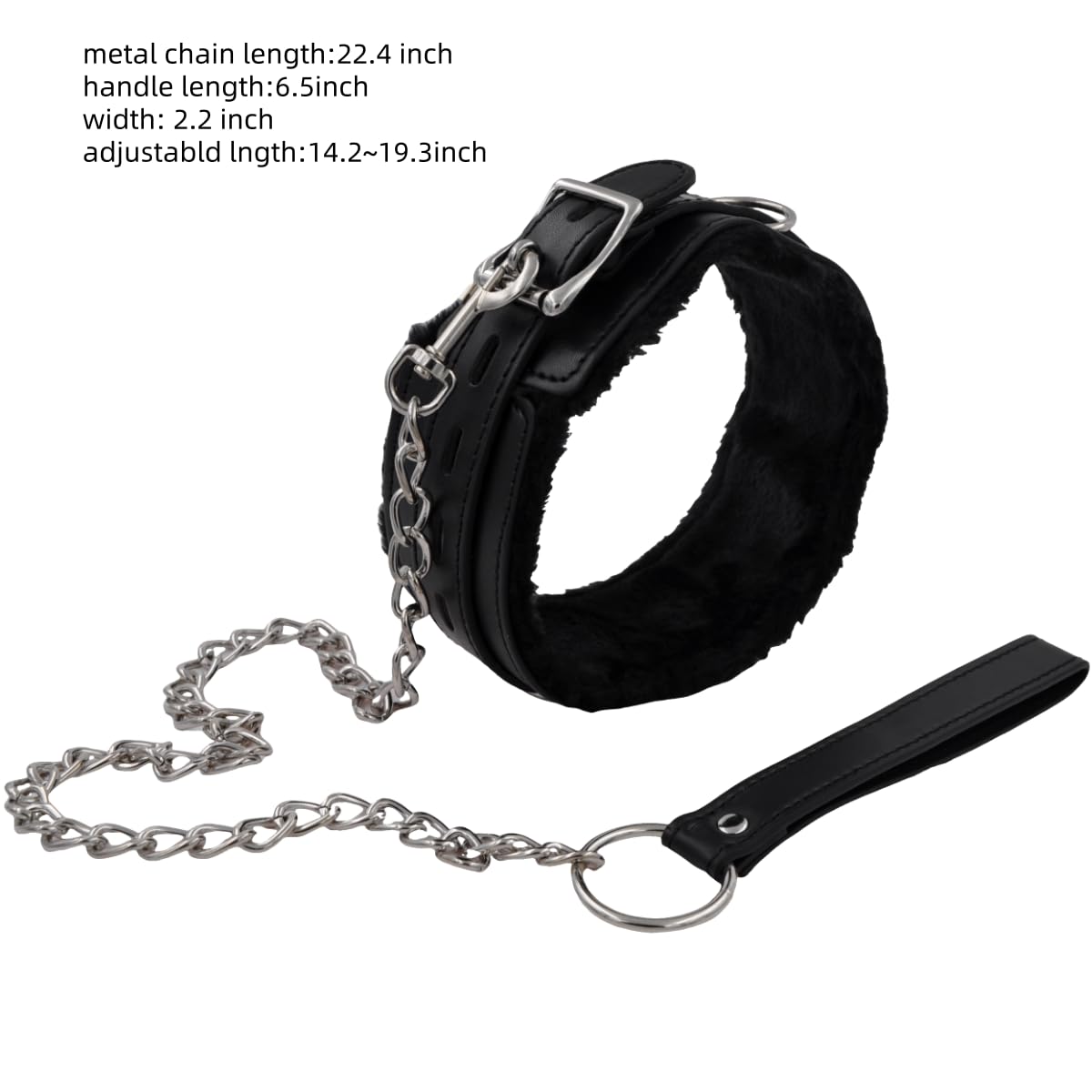 Soft Plush-Lined Leather Choker Necklace with Detachable Leash Ring & Chain – Adjustable, Stylish Unisex Body Jewelry for Everyday Wear or Parties (Black & Pink) (black)