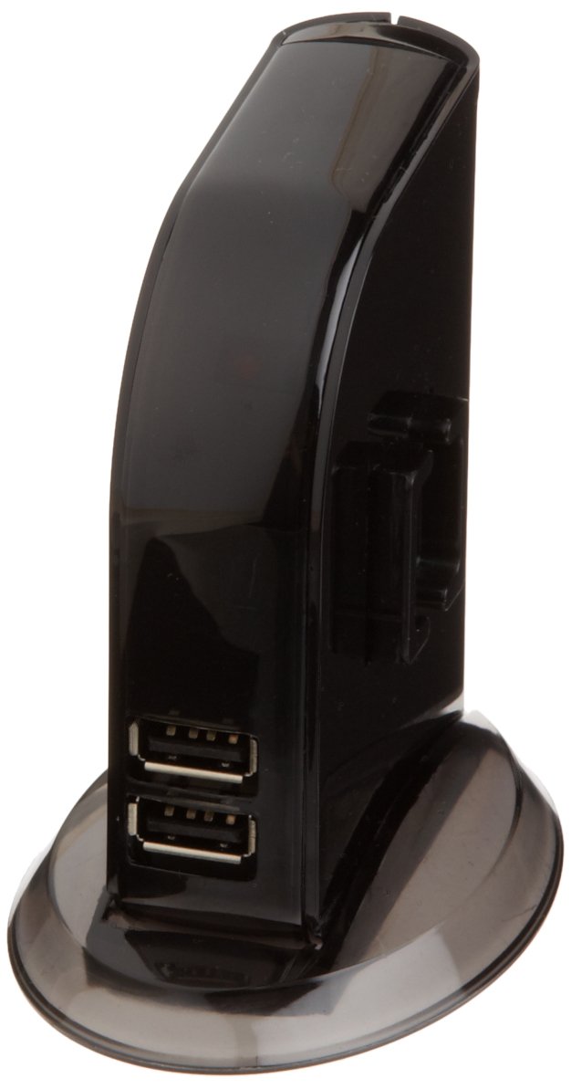 Amazon Basics 7 Port USB 2.0 Hub Tower with 5V/4A Power Adapter, Plug and Play, Charging Ports, Black