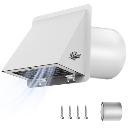 IXMGA 8 Inch Dryer Vent Cover Outside for House, Hooded Wall Vent Cap with Screen & Damper Outdoor for Kitchen Range Hood, Dryer Ventilation, AC