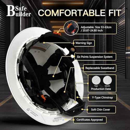 G1E Construction Full Brim Hard Hats ANSI Class E HDPE Safety Helmet Hardhats Sunshade Industrial Head Protection