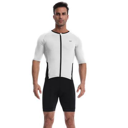 Lo.gas Mens Triathlon Suits,High Elasticity Breathable Quick-qrying Trisuit Race‌ Skinsuits Cycling Swimskin Bike Swim Run White Large