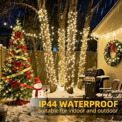 Fairy Lights Plug in 65Ft 1000LED Warm Christmas Garland Lights with Timer Remote Waterproof Firecracker Twinkle Cluster String Light for Bedroom Wreath Party Wreath Tree Decor Green Wire