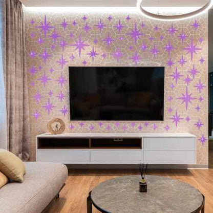 ELANE Acrylic Mirror Wall Stickers - Star Decor for Walls, Bathroom (Purple)