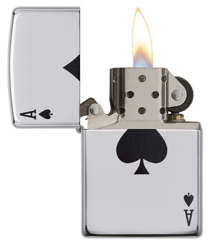 Zippo 24011 Ace of Spades Pocket Lighter, High Polish Chrome