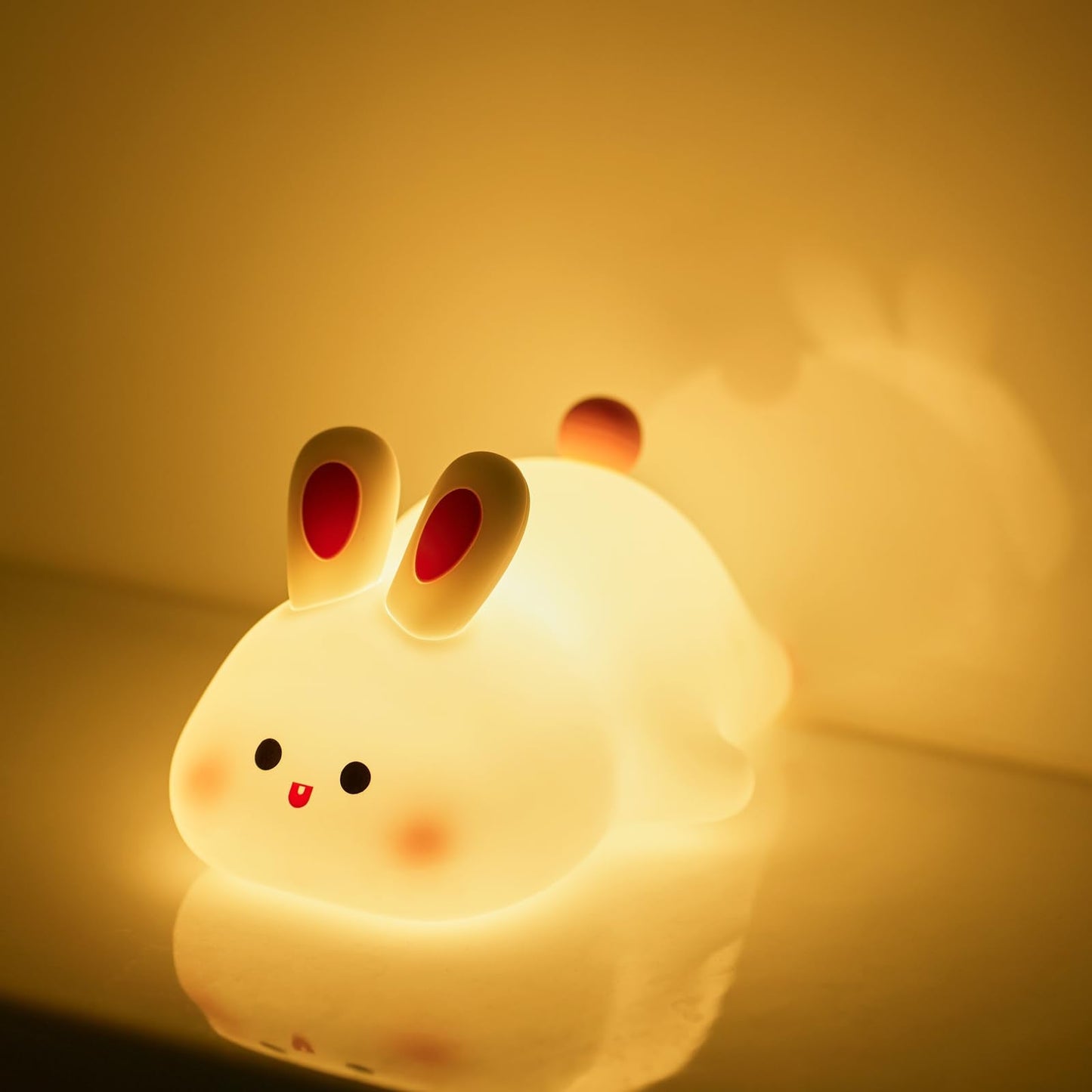 gofuch Night Light for Kids, Chubby-Faced Rabbit lamp 3-Level Dimmable USB Rechargeable Lamp with Timer, Soothing Animal Toy for Nursery Bedroom Dorm Decor, Gift for Boys Girls Teens Adults