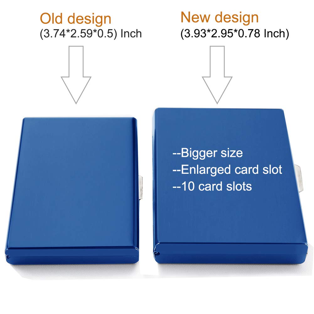 EASTNIGHTS RFID Credit Card Holder Protector Metal Credit Card Wallet Business Card Holder for Men Women Gift Box Package (Blue)