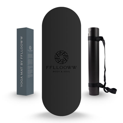 FFLLOOWW Premium Non Slip PU Yoga Mat 72.8” x 26.8” 4.5mm – Eco Friendly Natural Rubber Exercise Mat for Hot Yoga, Pilates & Home Workout with Carry Strap