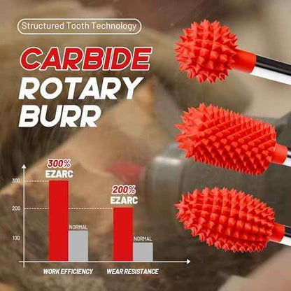 EZARC Tungsten Carbide Rotary Burr Kit, 1/8¡¯¡¯ Shaft Wood Carving Bits, Very Coarse Engraving & Material Removal Tool with Storage Case, 3-Piece