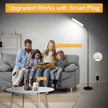 Floor Lamp 2 Pack, 18W 1800LM Bright LED Floor Lamp with 2 Remotes & Works with Smart Plug, Dimmable Timing Eye Caring Standing Reading Floor Lamps for Living Room Bedroom Office