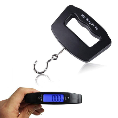 Odowalker Handheld Portable Digital Luggage Scale with Grip, 110Lb/50kg Digital Hanging Luggage Scale Travel Portable Electronic Weighing Suitcase and Bag, Black, Big Handle