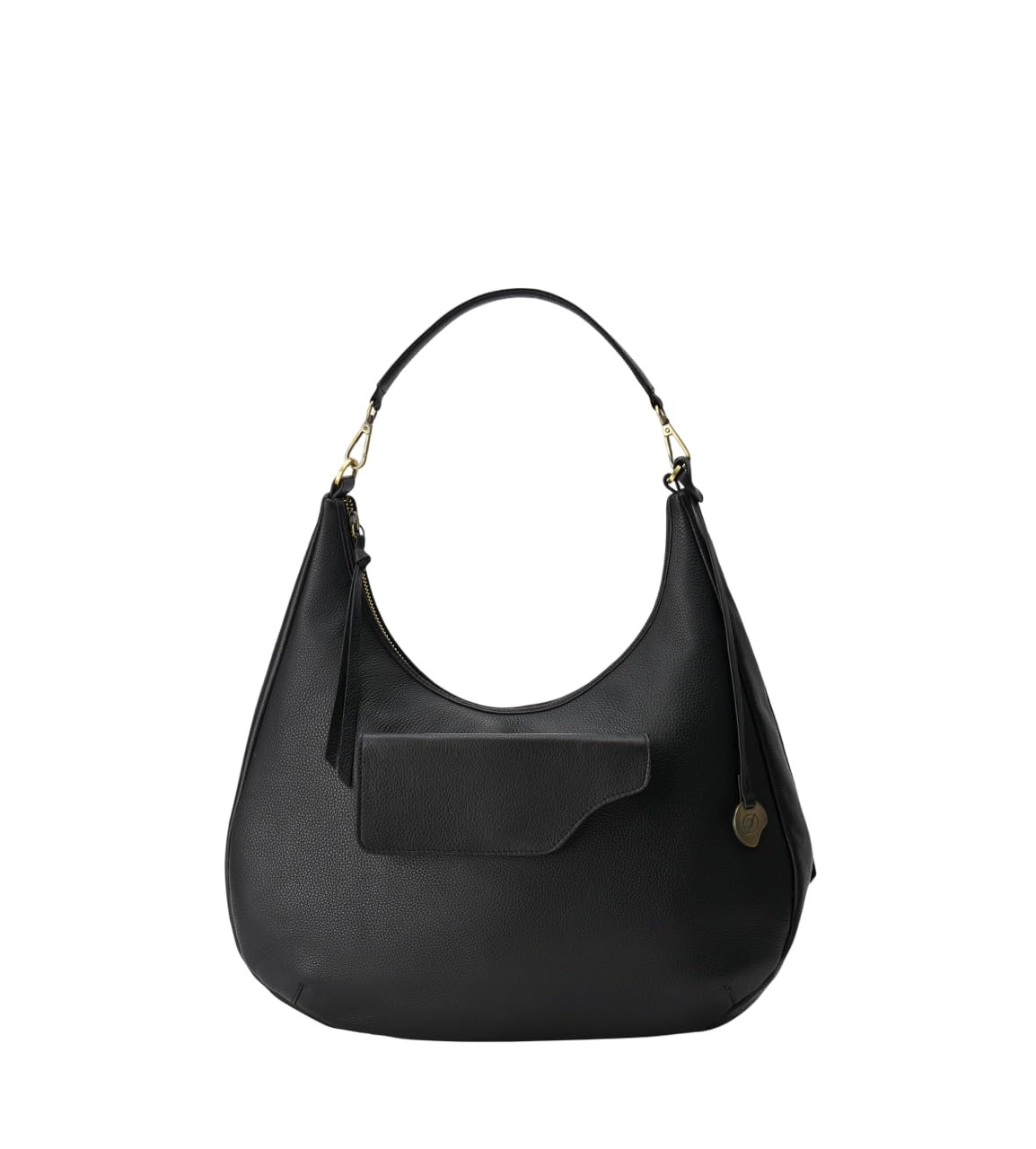 DANEAULT Medium Hobo Bag - The Mary Katherine - Italian Pebbled Leather Bag for Women - Convertible & Removable Straps - Removable Front Pouch - Crossbody & Shoulder Bag - Women's Handbag - Black