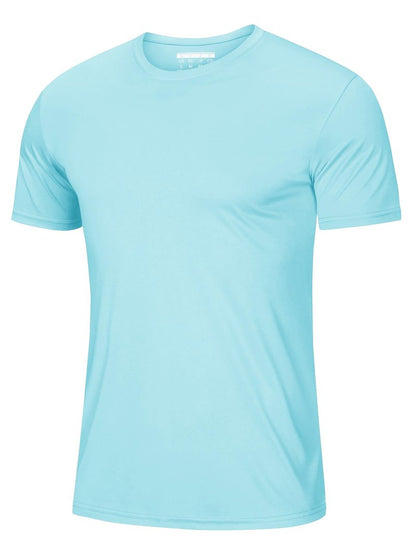 Men's Dry Fit Short Sleeve T Shirts - Quick Dry UV Outdoor Workout Performance Shirts - Lake Blue